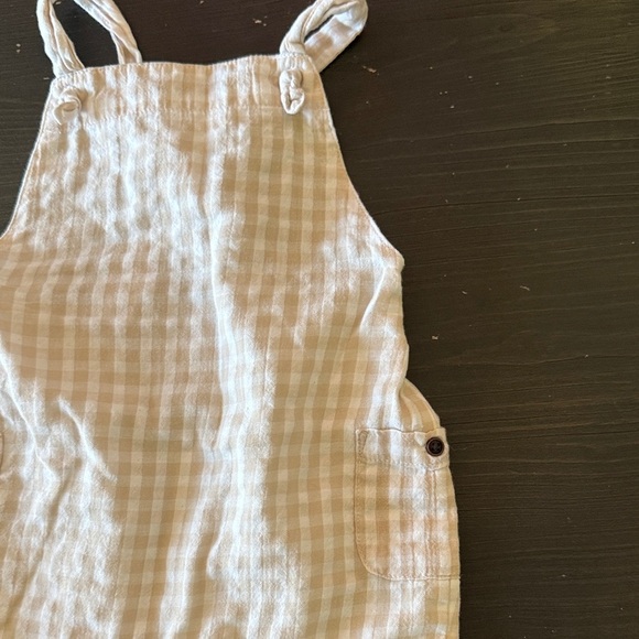 Janie and Jack Cream Checkered Overalls - Picture 4 of 4